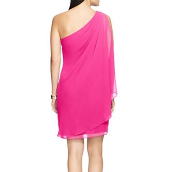 Ralph Lauren Maison Pink Georgette Cape Dress 2 - Picture 2 of 7